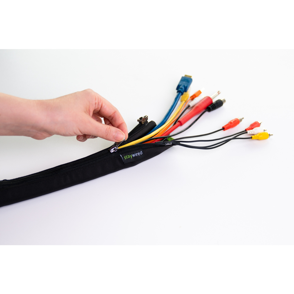staywired Stoff-Kabelmantel, 80 cm, für bis zu 10 Kabel, doppelter Reißverschluss
