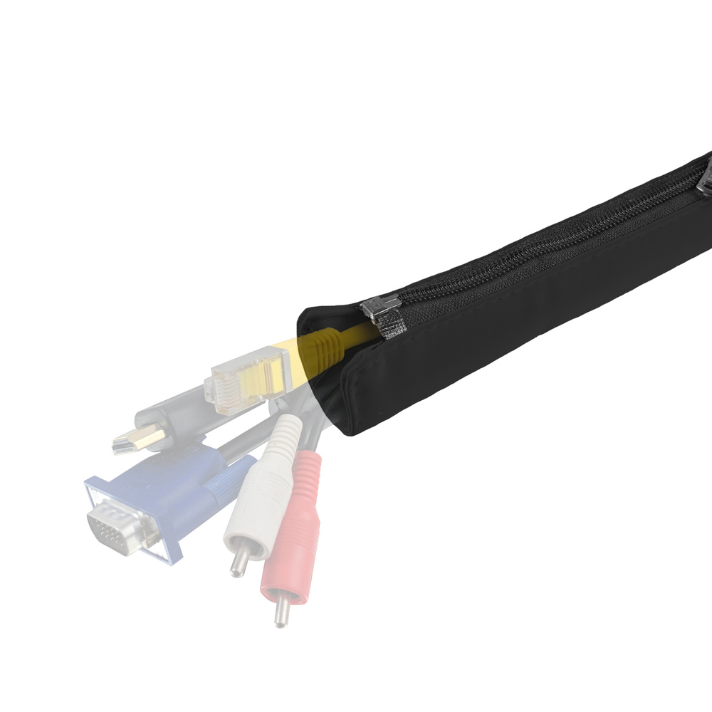 staywired Stoff-Kabelmantel, 80 cm, für bis zu 10 Kabel, doppelter Reißverschluss