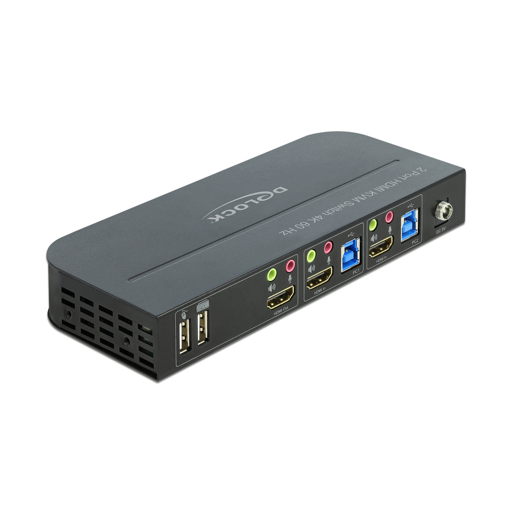 Delock 2-Port-HDMI-KVM-Switch, 4K, 60 Hz, USB-3.0-Hub, Audio