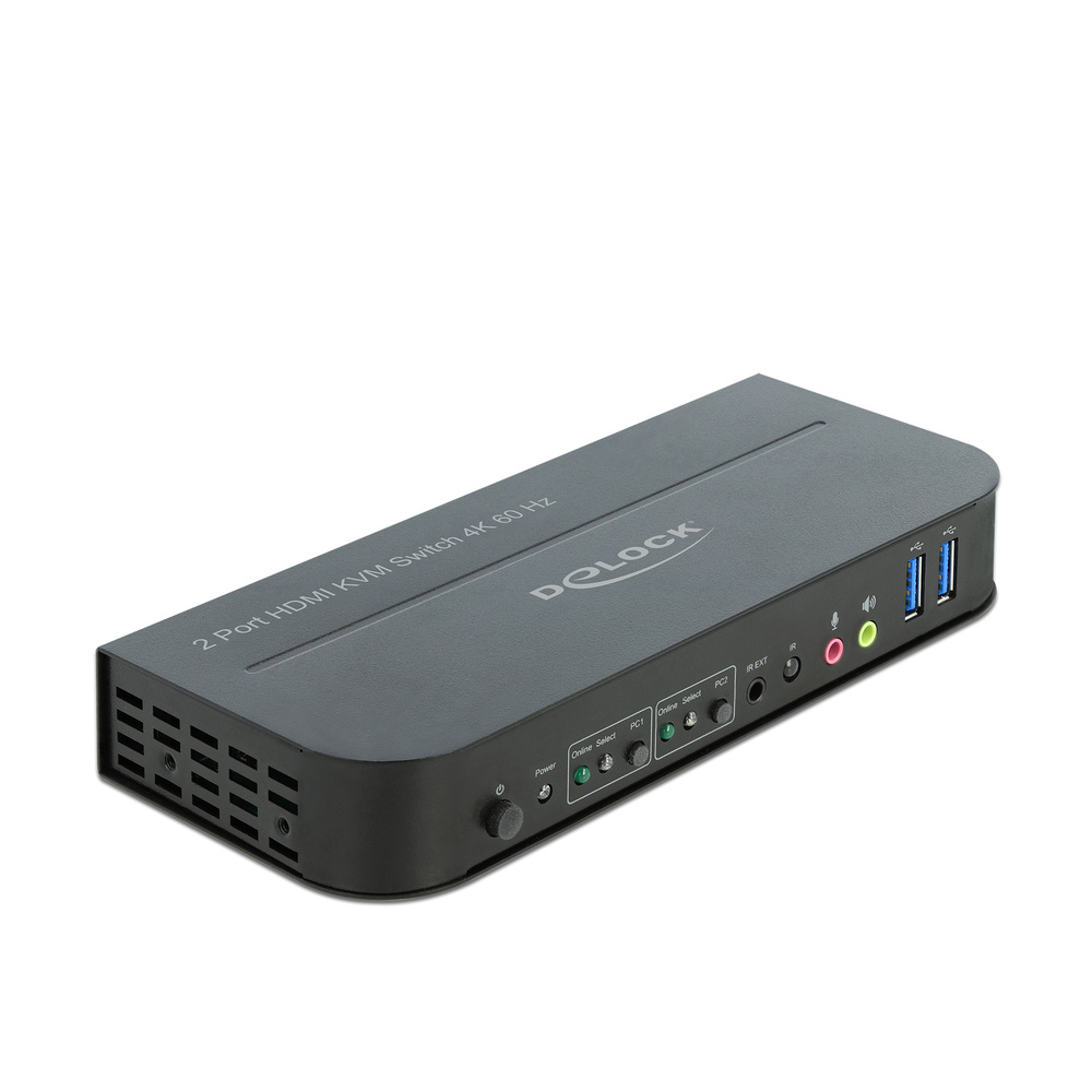 Delock 2-Port-HDMI-KVM-Switch, 4K, 60 Hz, USB-3.0-Hub, Audio