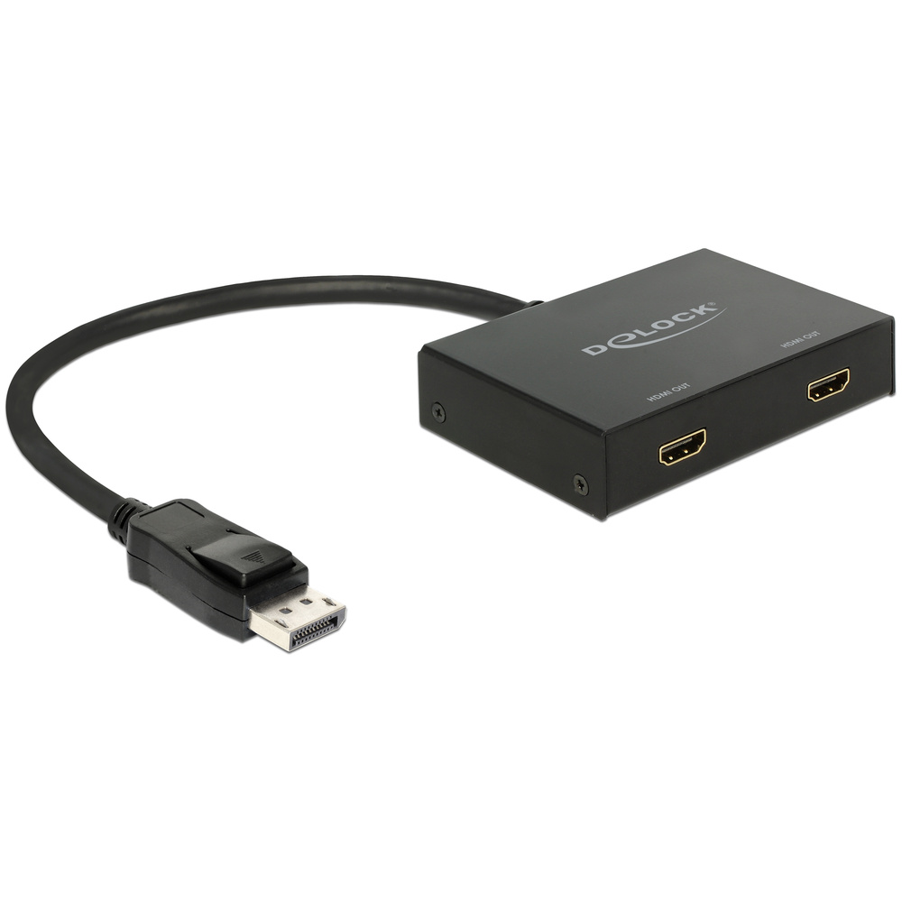 Delock DisplayPort-auf-HDMI-Splitter, DP 1.2, 1x DP-In, 2x HDMI-Out