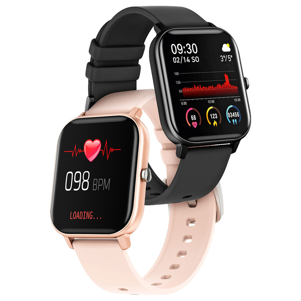 2er-Spar-Set FontaFit Smartwatch "TILA", schwarz/rosé, Blutsauerstoffmessung & Schlafüberwachung