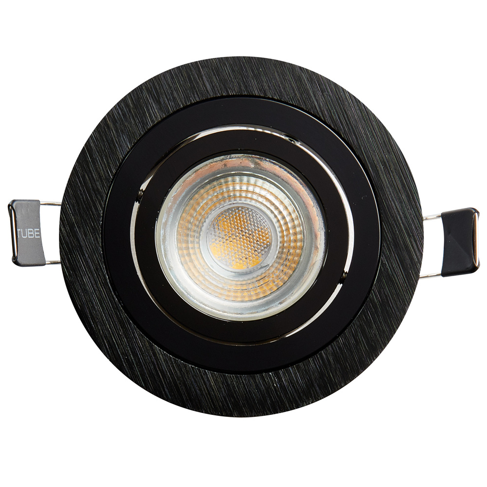 HEITRONIC Einbaufassung DL7801 für GU10 und GU5,3, Aluminium, schwenkbar, rund, schwarz