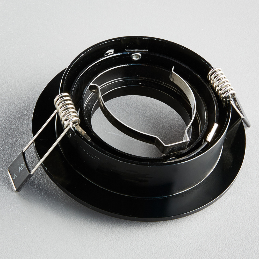 HEITRONIC Einbaufassung DL7801 für GU10 und GU5,3, Aluminium, schwenkbar, rund, schwarz