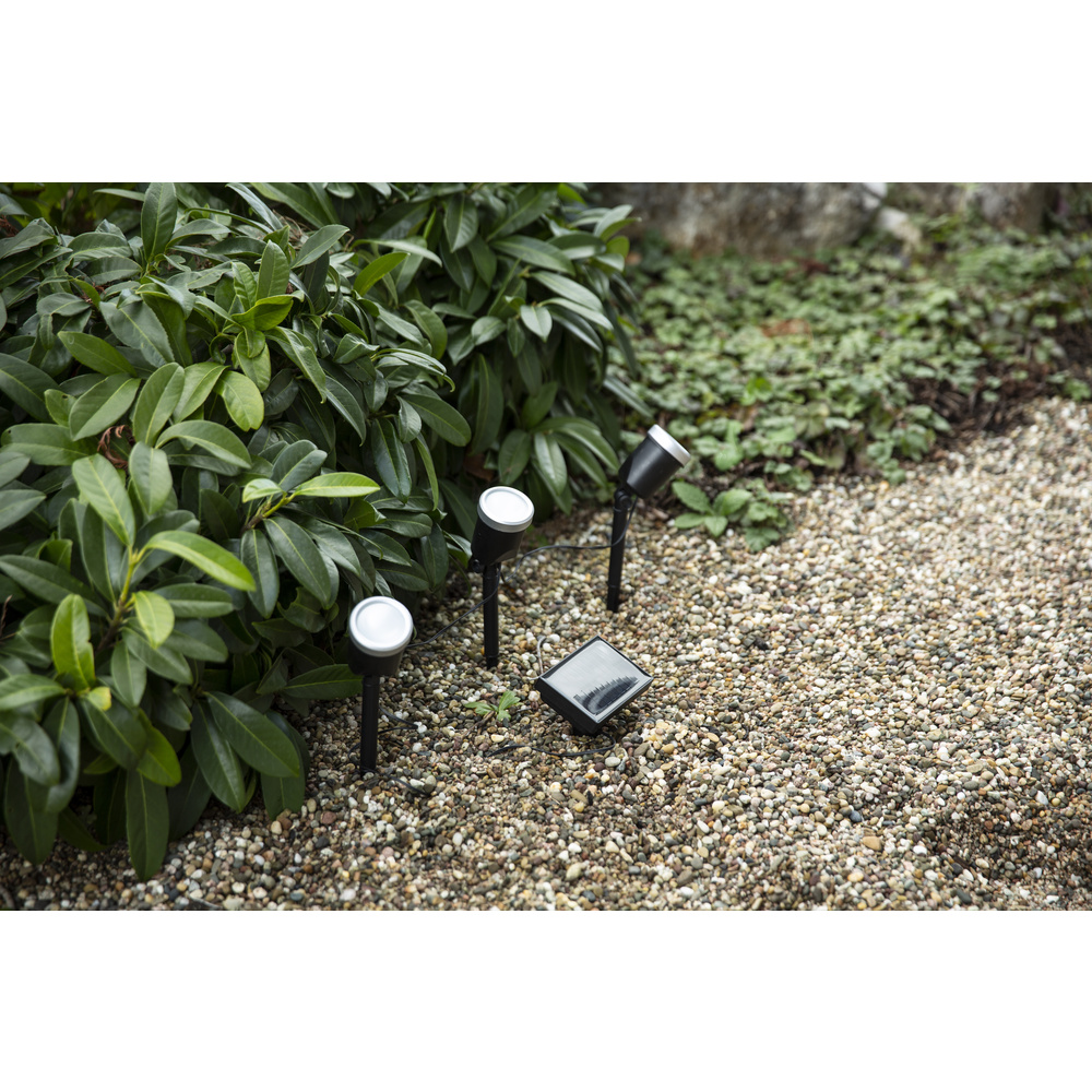 HEITEC Solar-LED-Spießleuchten-Set Thony, 13,3 lm pro Leuchte, 4000 K, IP44