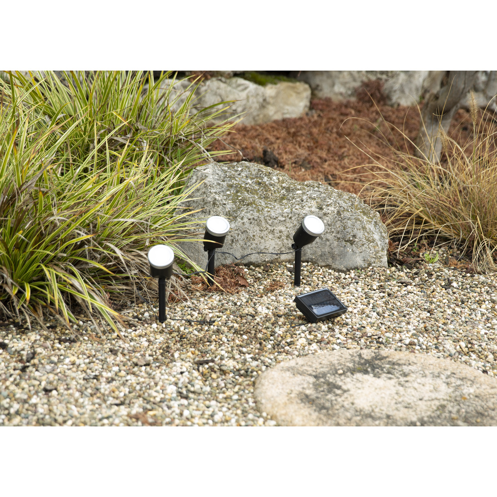 HEITEC Solar-LED-Spießleuchten-Set Thony, 13,3 lm pro Leuchte, 4000 K, IP44