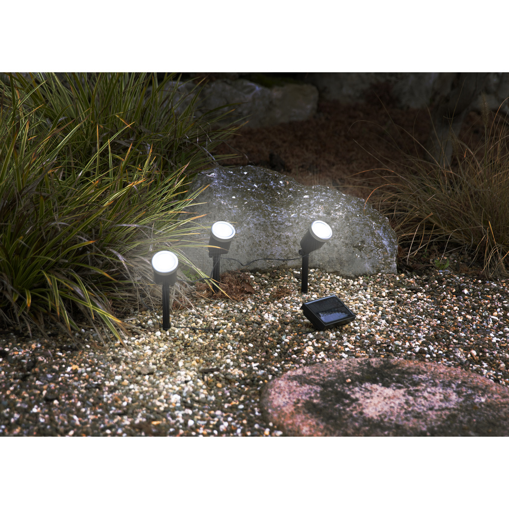 HEITEC Solar-LED-Spießleuchten-Set Thony, 13,3 lm pro Leuchte, 4000 K, IP44