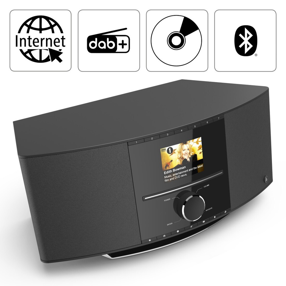 Hama Digitalradio DIR3510SCBTX, DAB+/UKW/Internetradio, Bluetooth RX/TX, CD-Player, 40-W-RMS