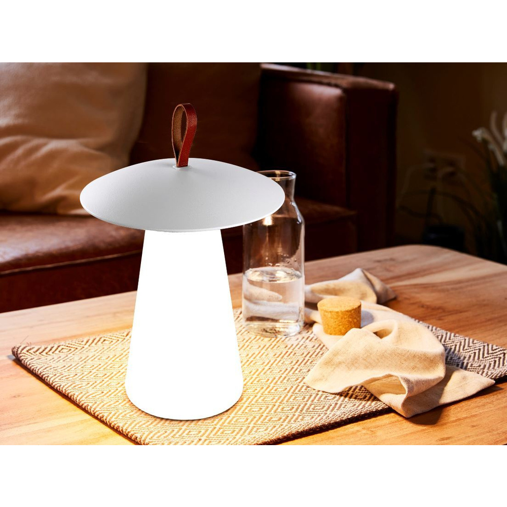 HEITRONIC Light2Go Akku-LED-Tischleuchte Mushroom, 3-stufig dimmbar, IP54, weiß