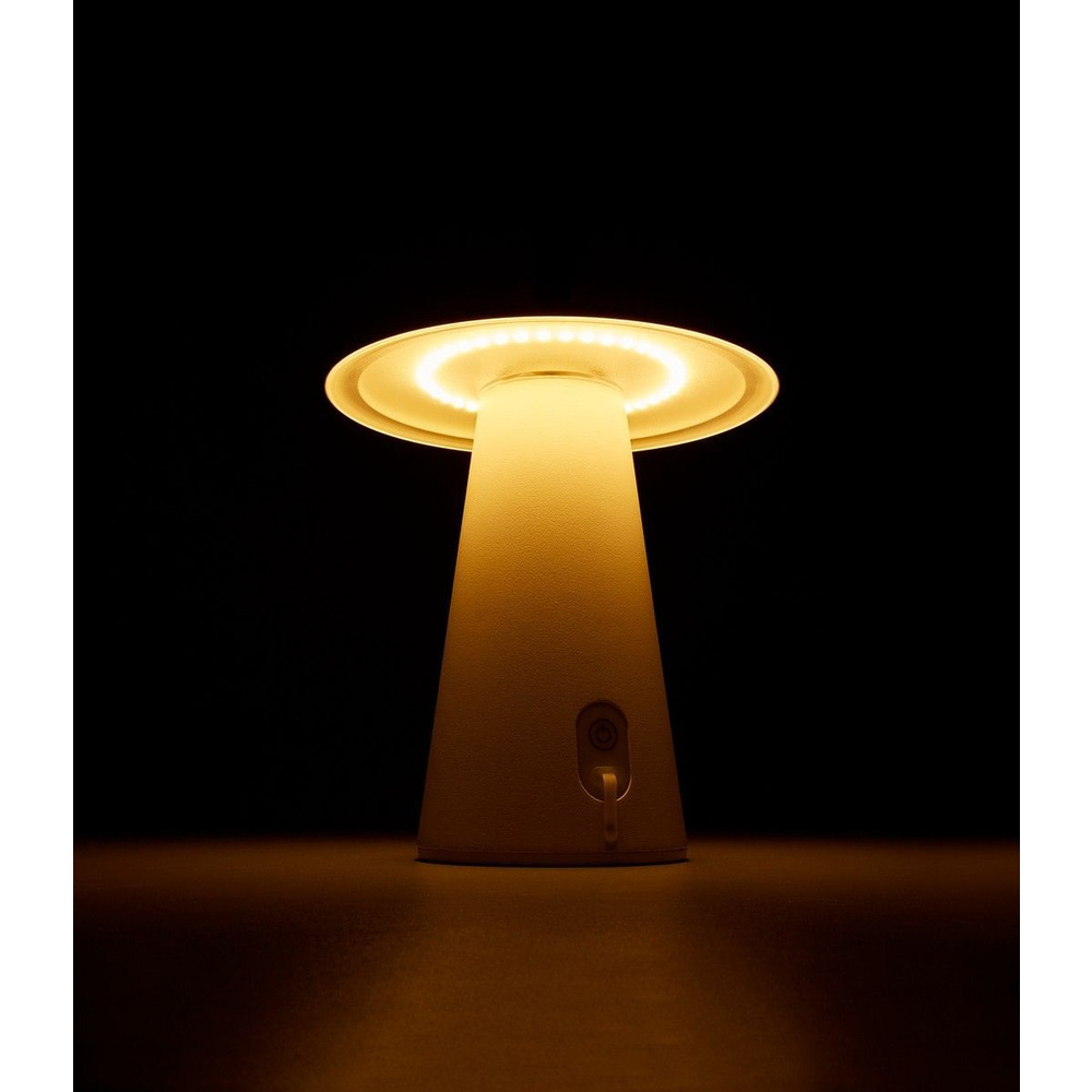 HEITRONIC Light2Go Akku-LED-Tischleuchte Mushroom, 3-stufig dimmbar, IP54, weiß