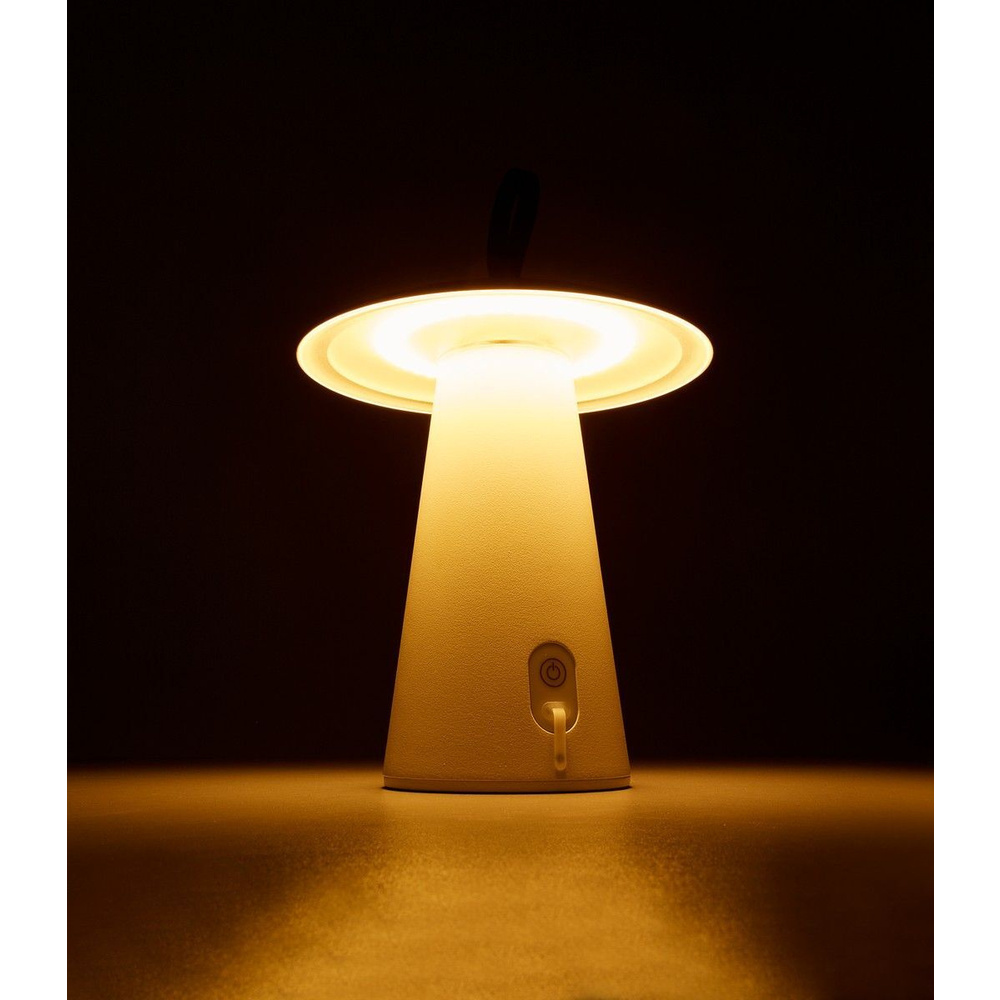 HEITRONIC Light2Go Akku-LED-Tischleuchte Mushroom, 3-stufig dimmbar, IP54, weiß