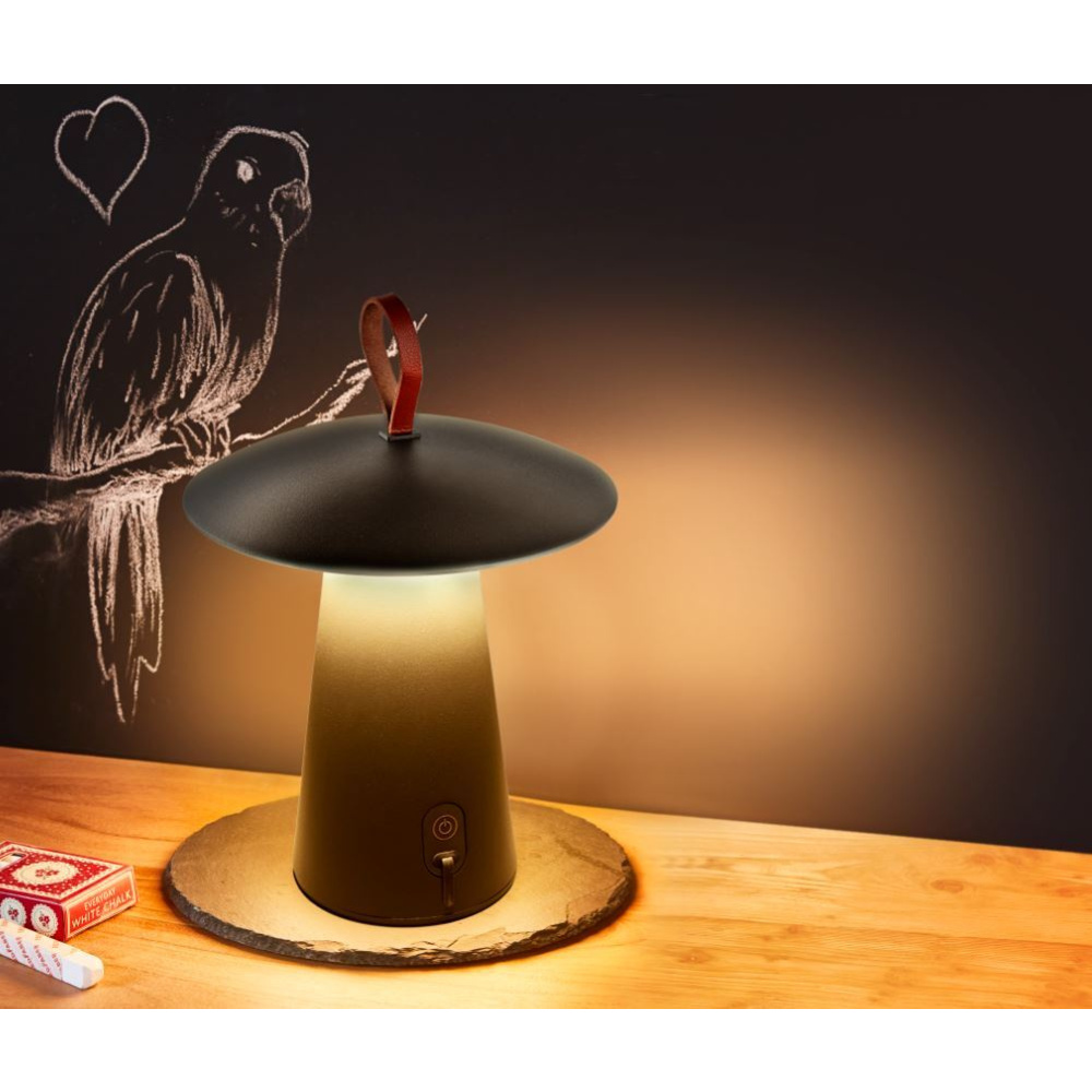 HEITRONIC Light2Go Akku-LED-Tischleuchte Mushroom, 3-stufig dimmbar, IP54, anthrazit