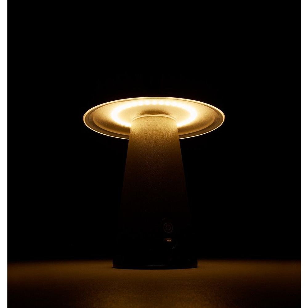 HEITRONIC Light2Go Akku-LED-Tischleuchte Mushroom, 3-stufig dimmbar, IP54, anthrazit