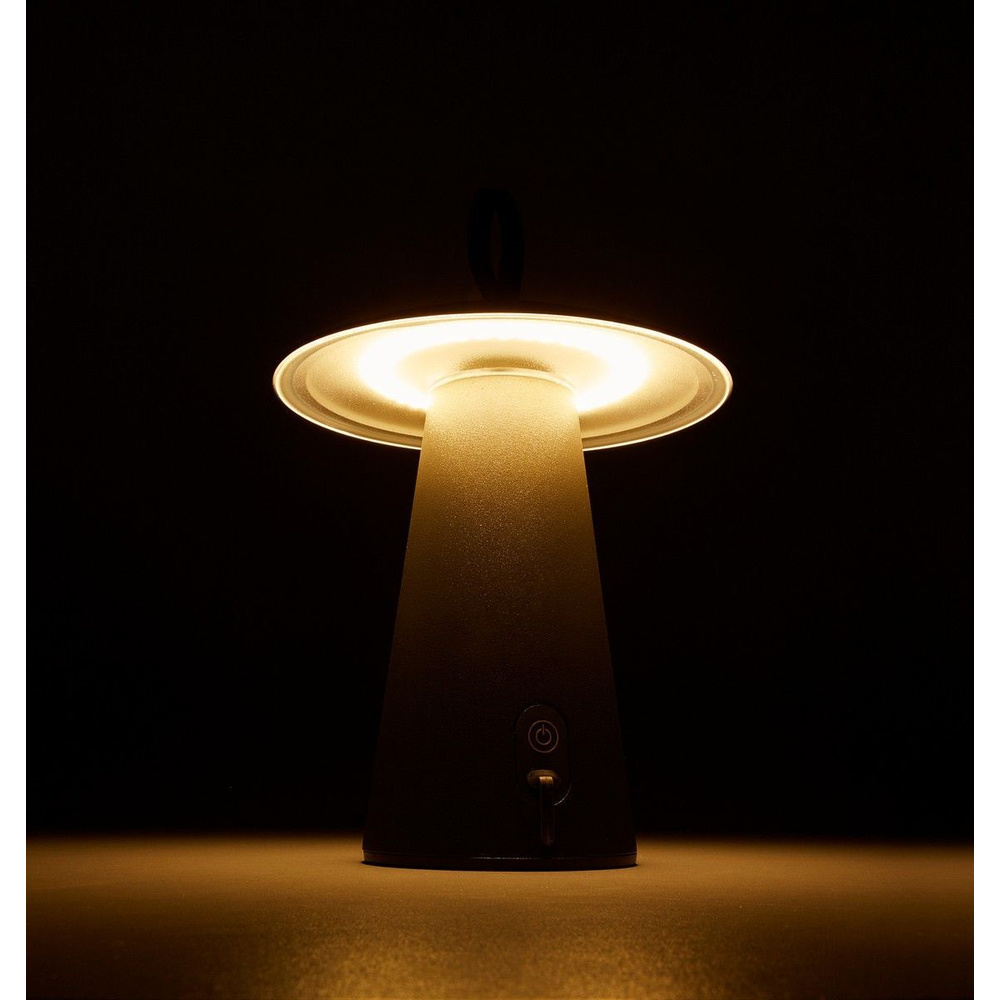 HEITRONIC Light2Go Akku-LED-Tischleuchte Mushroom, 3-stufig dimmbar, IP54, anthrazit