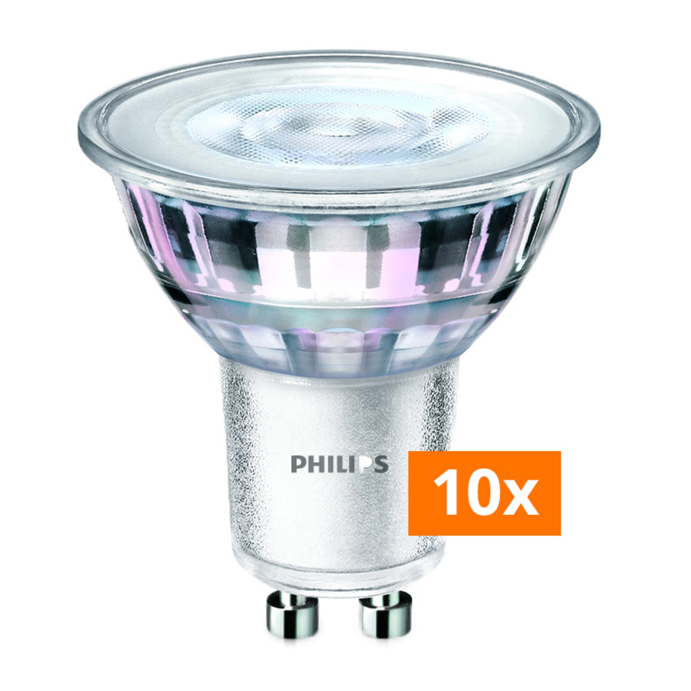 Philips 10er-Spar-Set 4,5-W-GU10-LED-Lampe, Master LEDspot MV, dimmbar, warmweiß