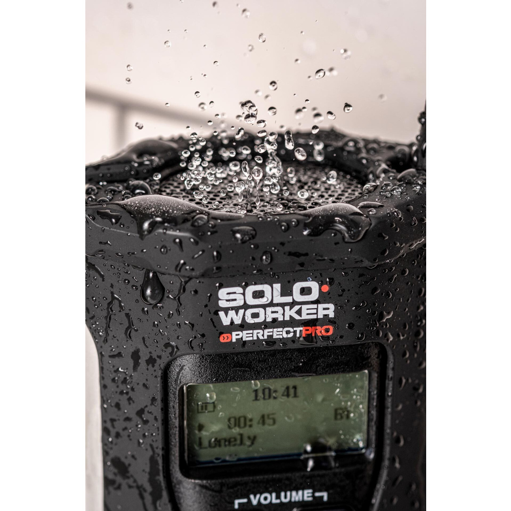 PerfectPro Ultrakompaktes Outdoor-/Baustellenradio SOLOWORKER, DAB+/UKW, Bluetooth-Streaming, IP64