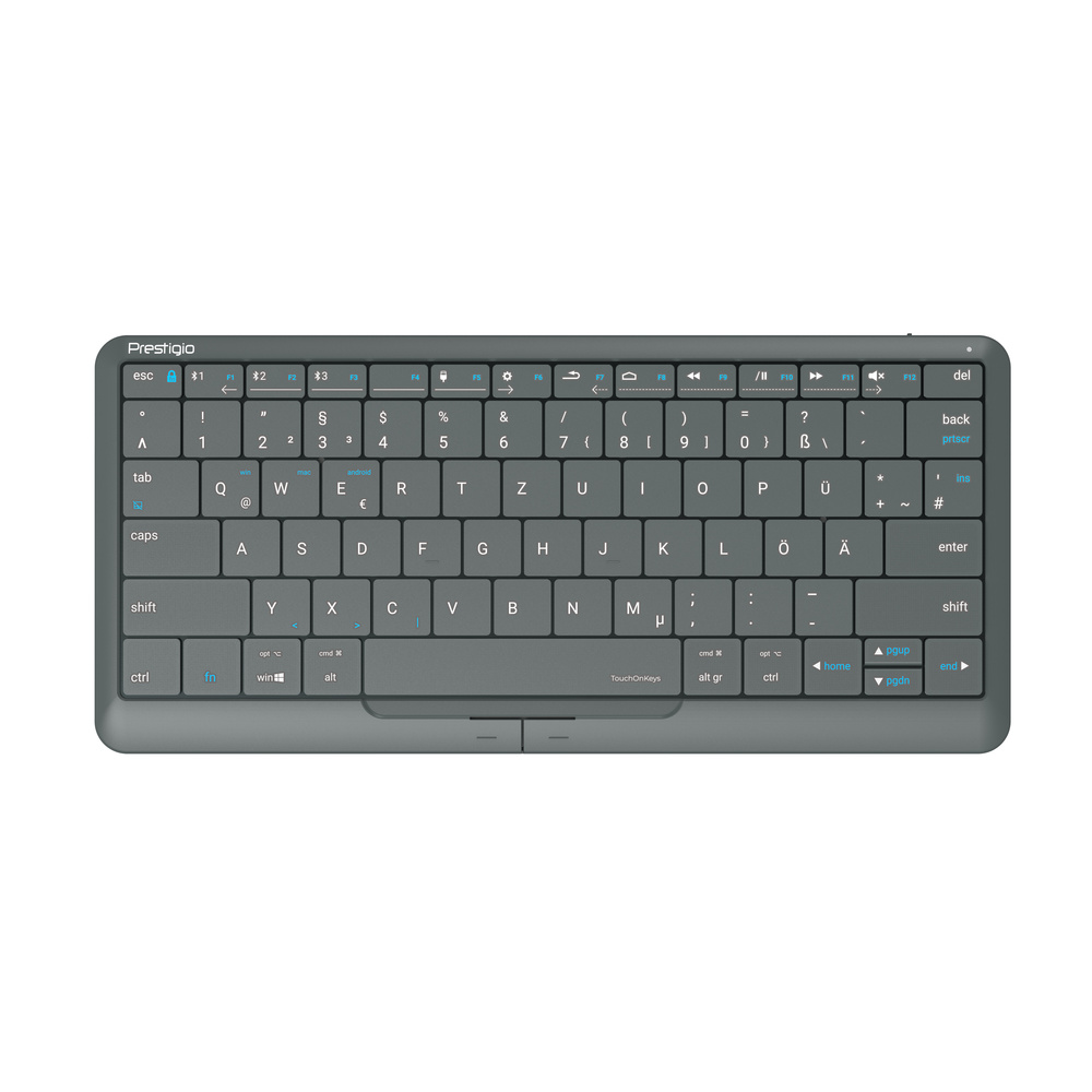 Prestigio 4-in-1-Tastatur Click&Touch 2, mit Touchpad-Tastensteuerung, grau
