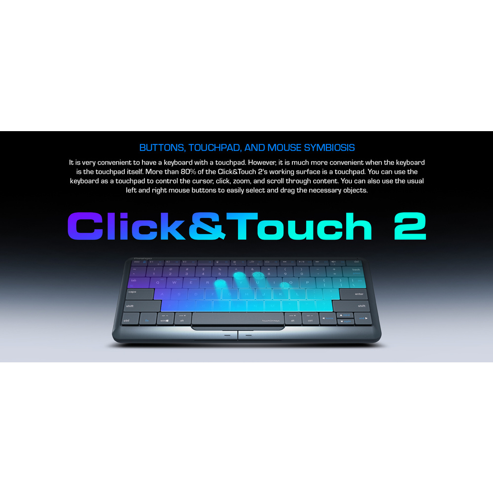 Prestigio 4-in-1-Tastatur Click&Touch 2, mit Touchpad-Tastensteuerung, grau
