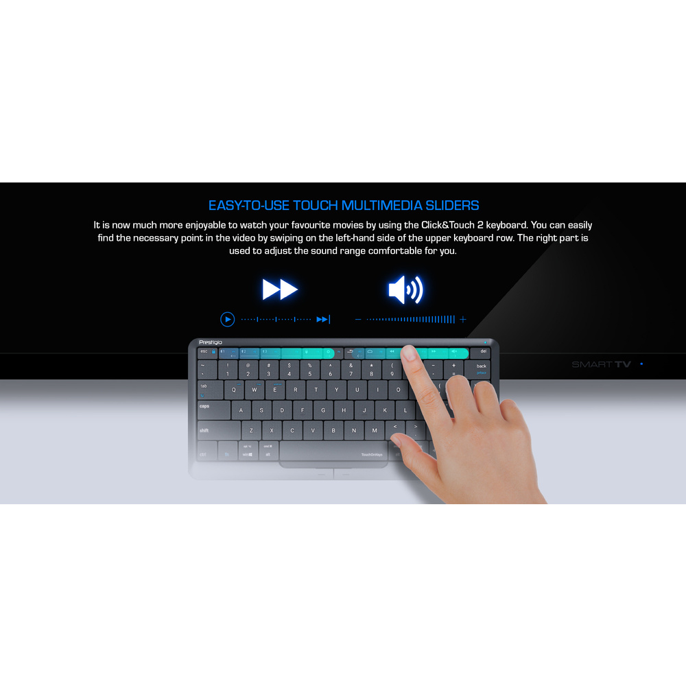 Prestigio 4-in-1-Tastatur Click&Touch 2, mit Touchpad-Tastensteuerung, grau