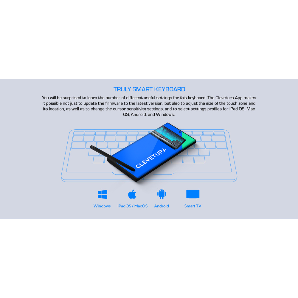 Prestigio 4-in-1-Tastatur Click&Touch 2, mit Touchpad-Tastensteuerung, grau