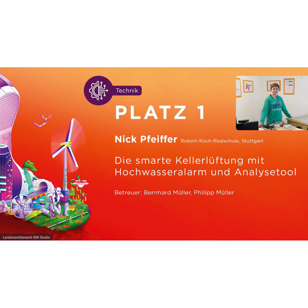 Sieger im Landeswettbewerb - Platz 1 für Nick Pfeiffer bei „Jugend forscht”