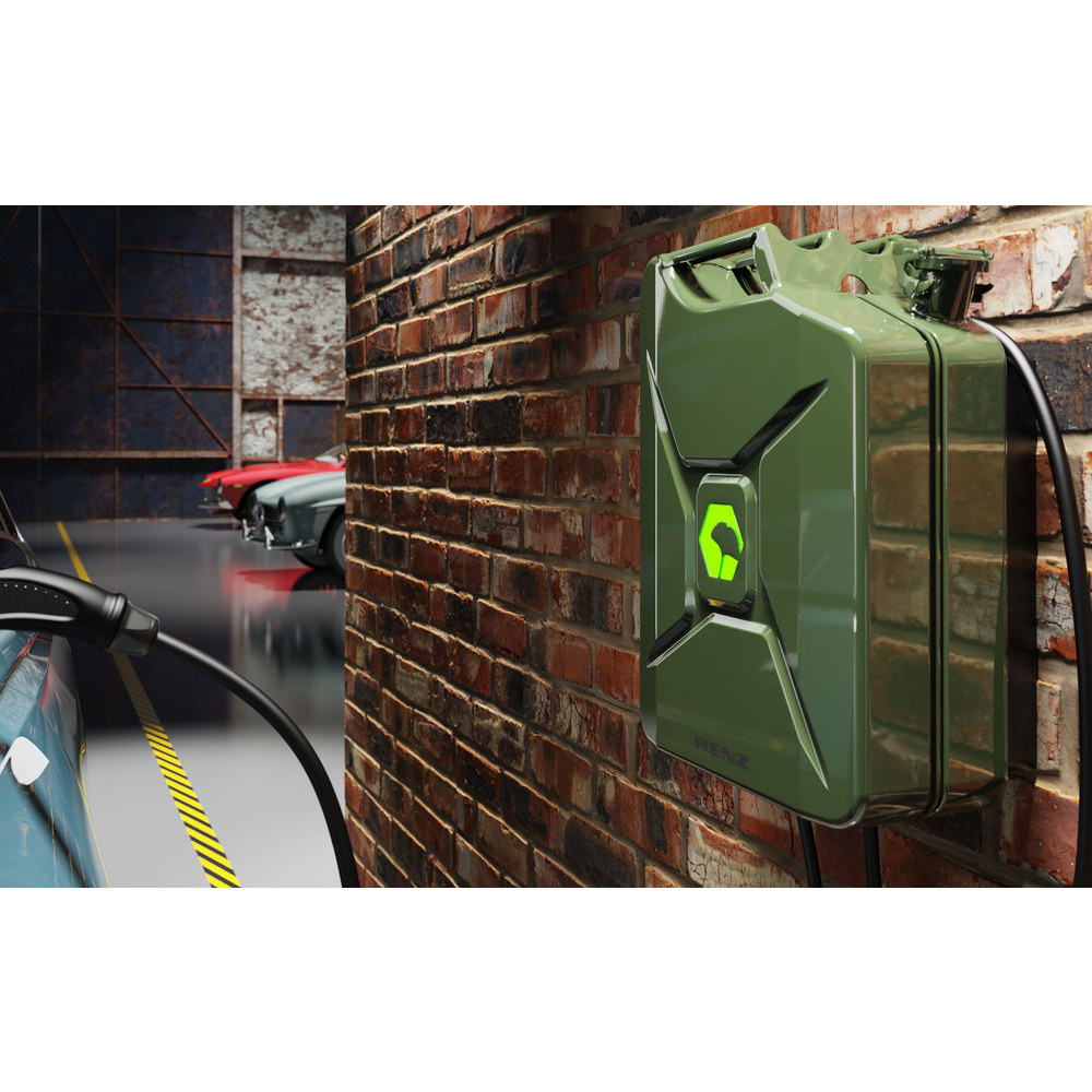 Renz Wallbox POWER2CAR FUEL olive, 3,7 - 11 kW, 5-m-Kabel, förderfähig