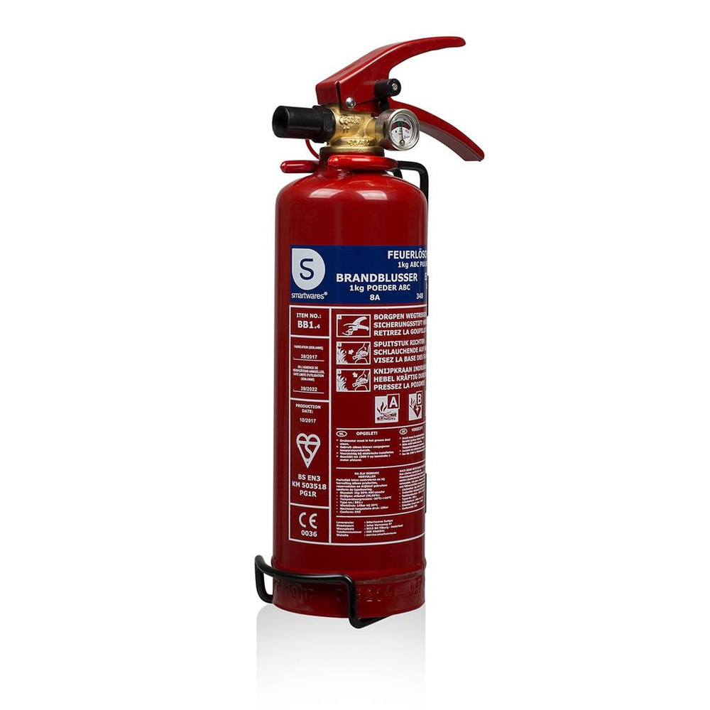 Smartwares Pulver-Feuerlöscher SW BB1, Brandklasse ABC, 1 kg