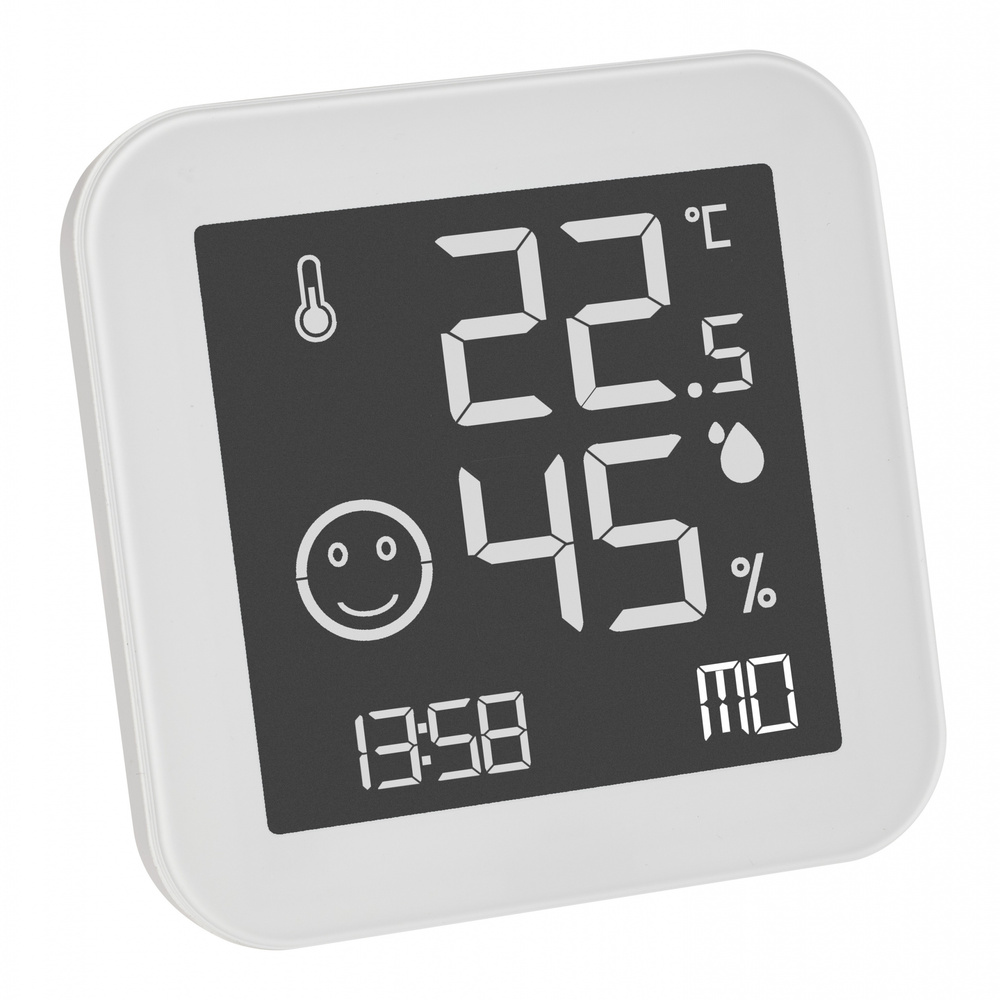 TFA Digitales Thermo-Hygrometer WHITE mit E-Paper-Display, Klimakomfortanzeige, weiß