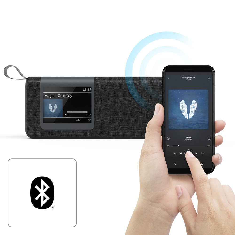 Hama Portables Digitalradio DR200BT BLACK-Edition, UKW/DAB+, Akkubetrieb, Bluetooth-Lautsprecher