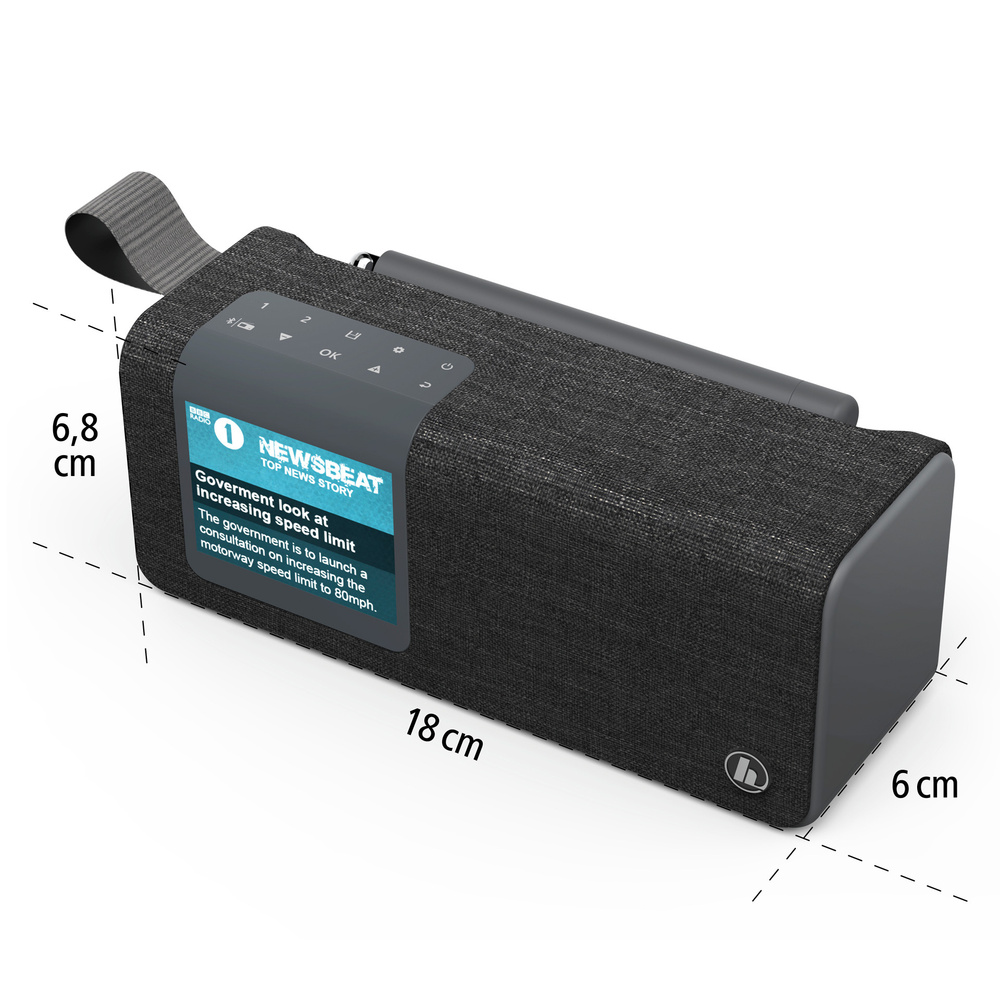 Hama Portables Digitalradio DR200BT BLACK-Edition, UKW/DAB+, Akkubetrieb, Bluetooth-Lautsprecher