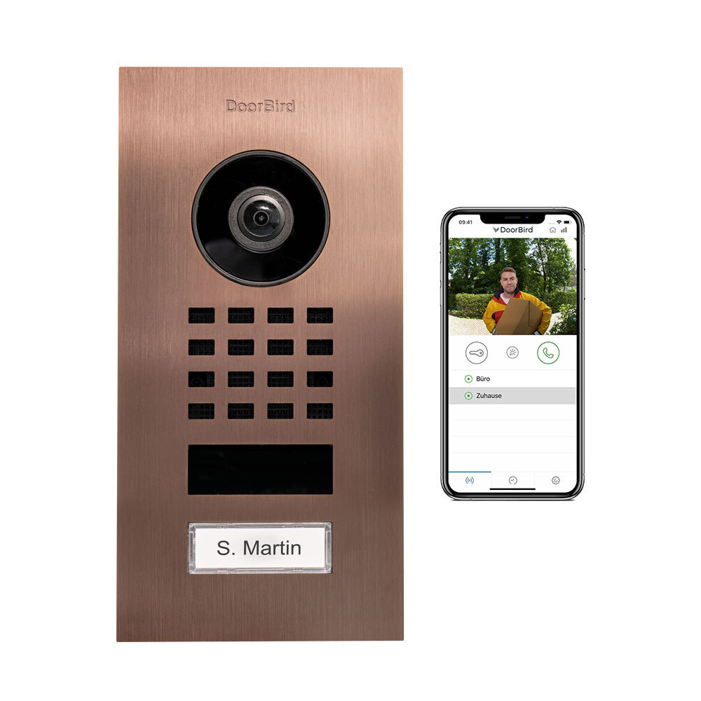 DoorBird WLAN-IP-Video-Türstation D1101V Edelstahl,  gebürstet, PVD Beschichtung mit Bronze-Optik