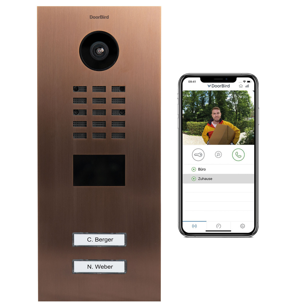 DoorBird IP Video Türstation D2102V Edelstahl, gebürstet, PVD Beschichtung mit Bronze-Optik