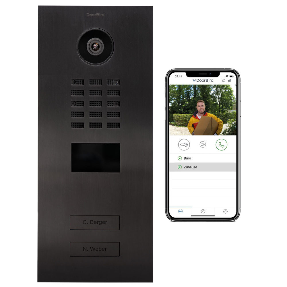 DoorBird IP Video Türstation D2102V Edelstahl, gebürstet, PVD Beschichtung mit Titan-Optik