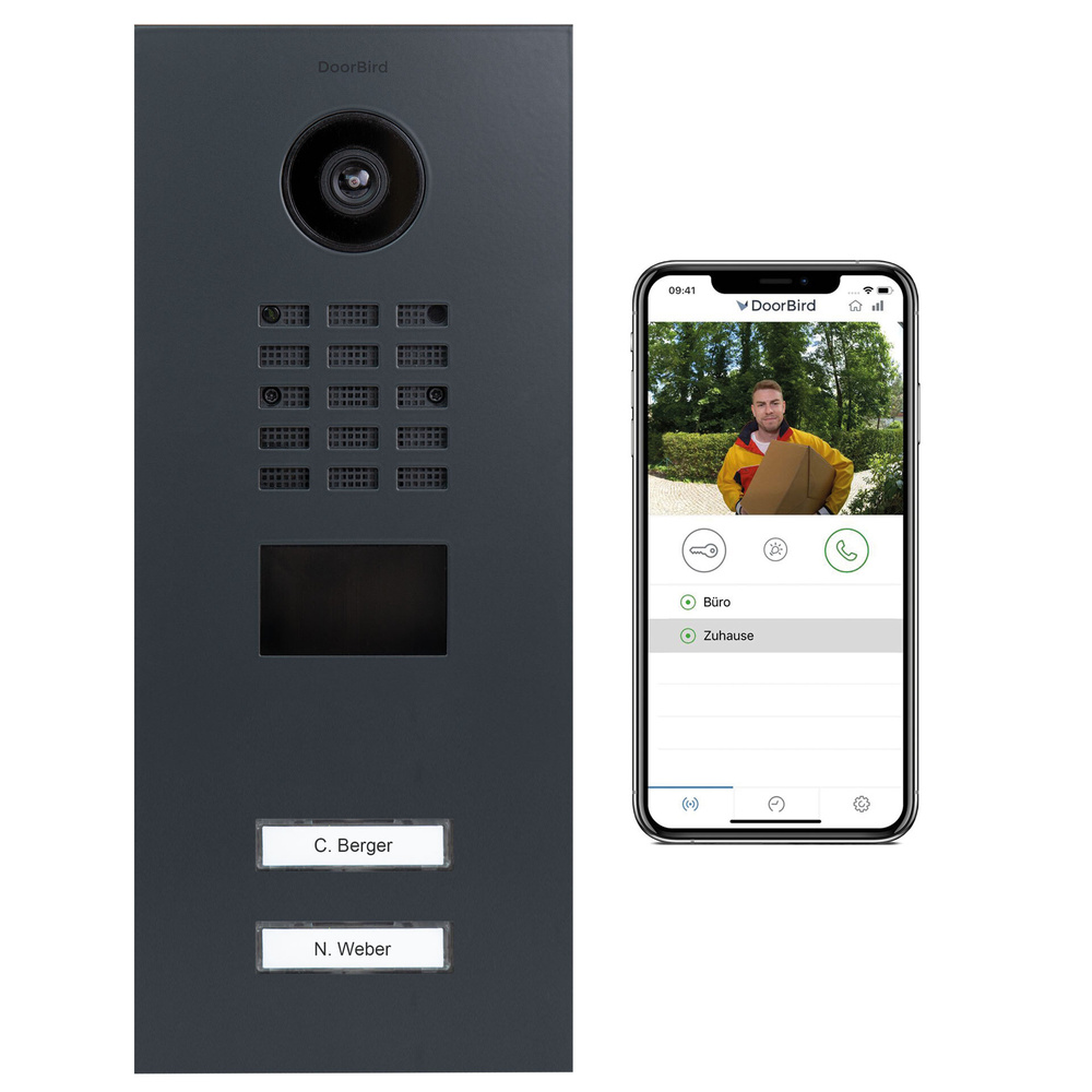 DoorBird IP Video Türstation D2102V Edelstahl, pulverbeschichtet, seidenmatt, RAL 7016