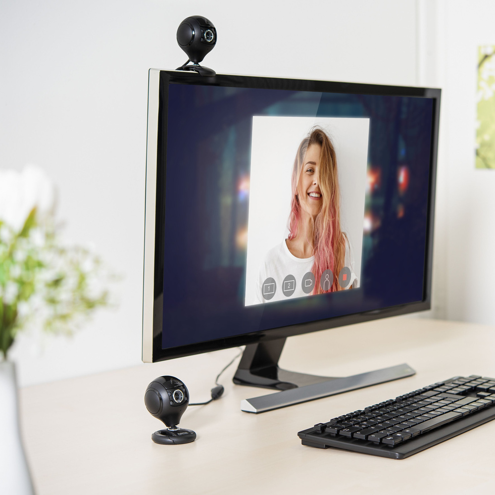 Hama HD-Webcam Spy Protect, mit Kugelgelenk, Kamera-Schutzverdeck, 720p, 30 fps