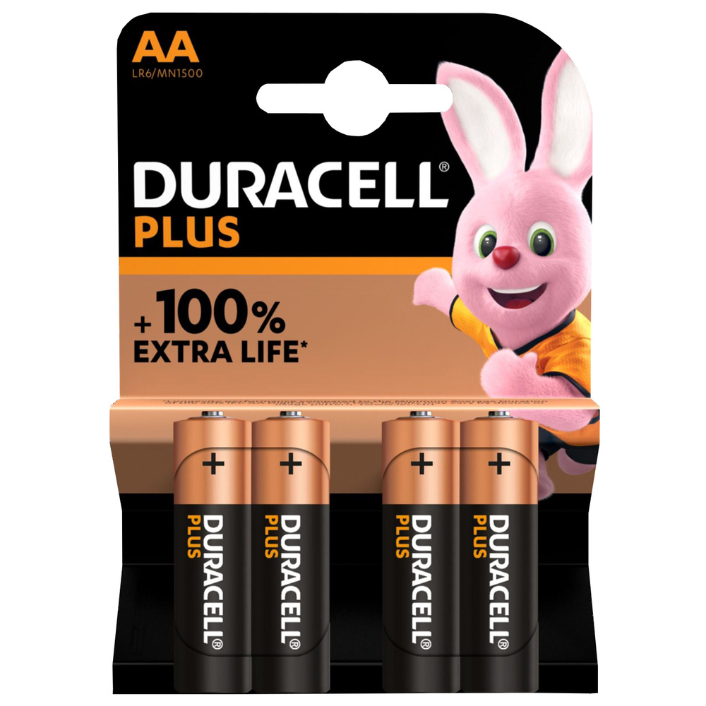 Duracell Plus Alkaline-Batterie AA/Mignon/LR6, 1,5 V, 4er-Pack