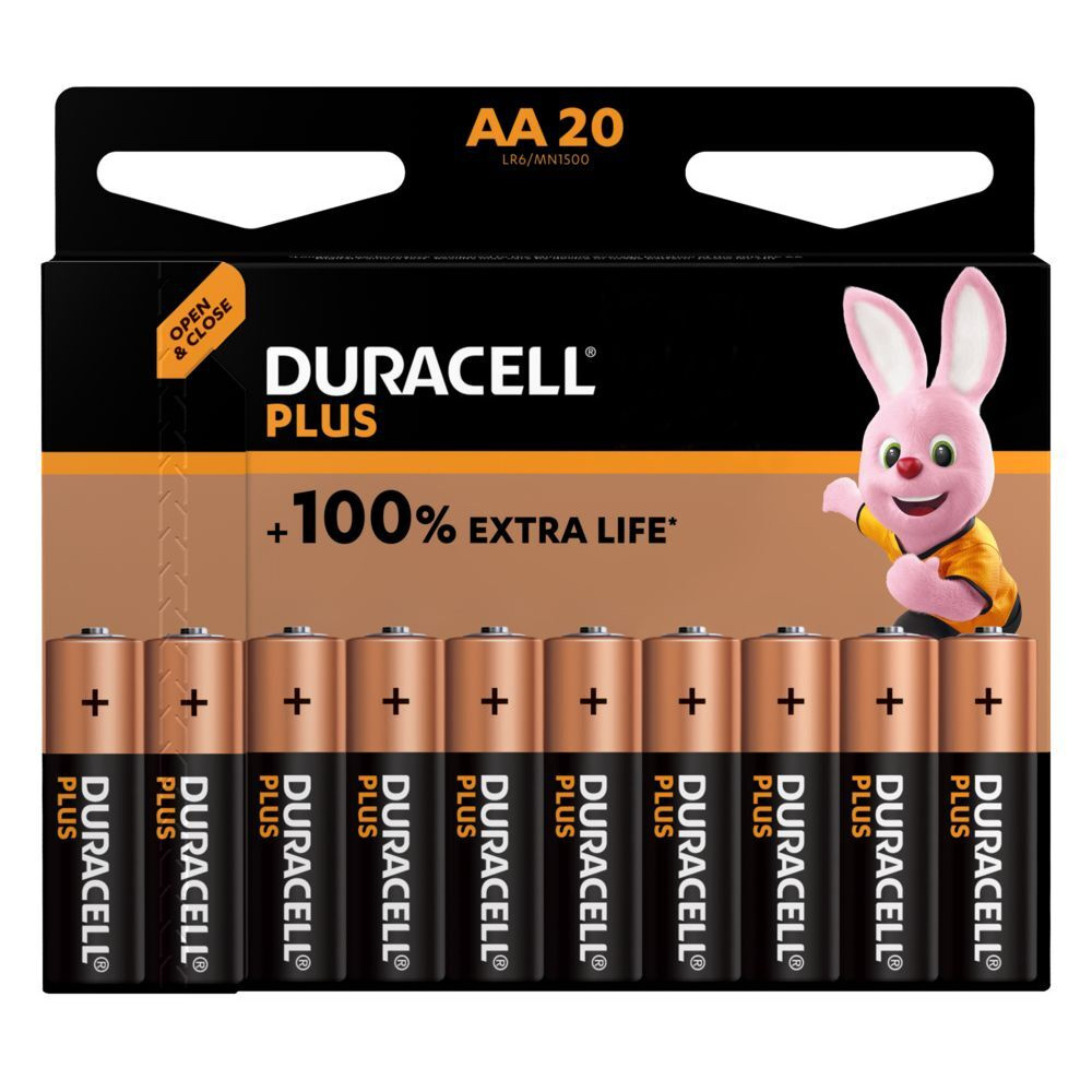 Duracell Plus Alkaline-Batterie AA/Mignon/LR6, 1,5 V, 20er Pack