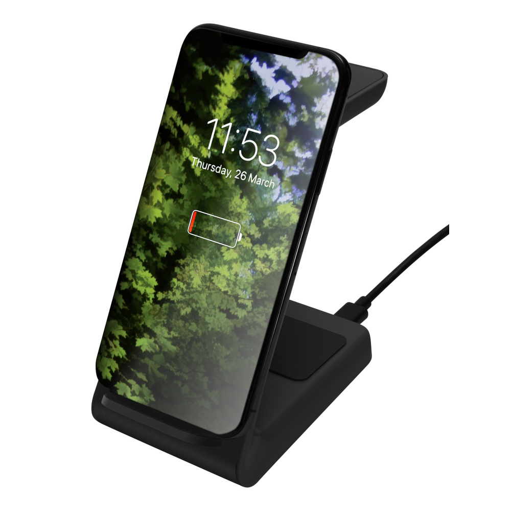 Deltaco 3-in-1-Qi-Ladegerät QI-1037 Fast Wireless Charger, max. 15 W, schwarz