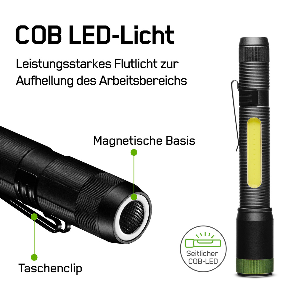 GP LED-Arbeitsleuchte / LED-Inspektionsleuchte C33, max. 180 lm, Magnet/Gürtelclip, Batteriebetrieb