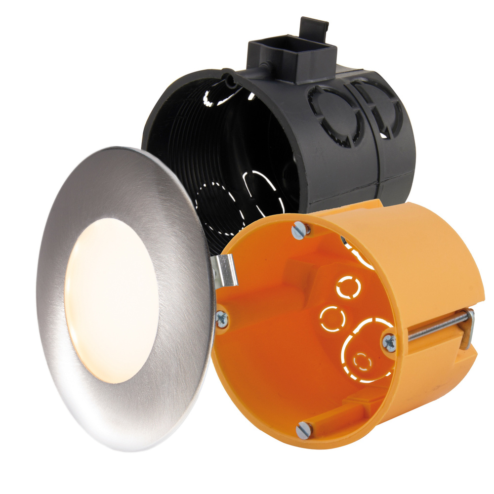 HEITRONIC 2-W-LED-Einbaupanel Nizza, passt in Schalter- und Hohlwanddosen, rund, IP20, Edelstahl