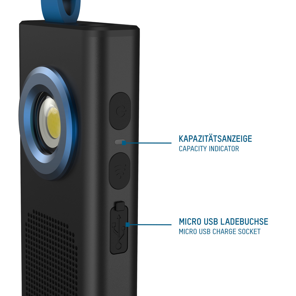 Ansmann LED-Arbeitsleuchte WL500R Sound, integrierter Bluetooth-Lautsprecher, Magnet, Akku