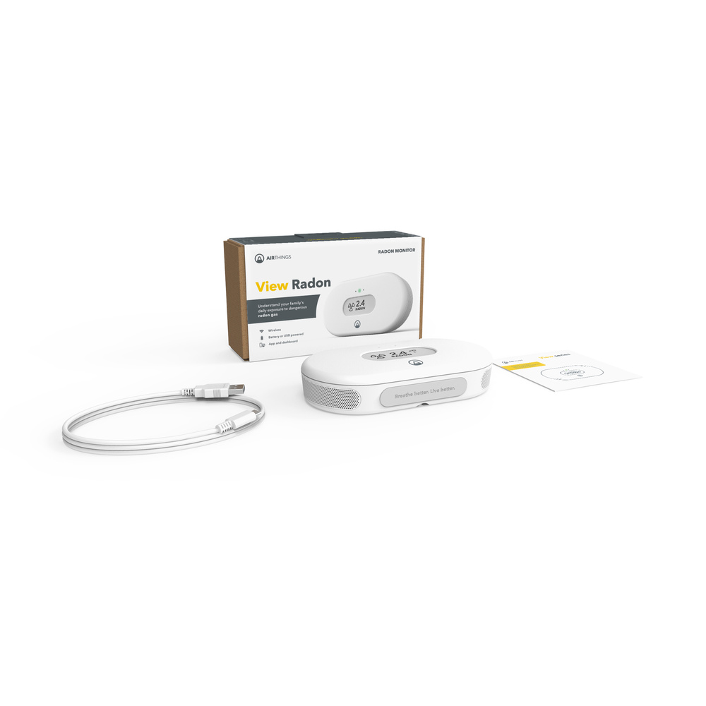 Airthings Luftgütemonitor View Radon, Radon-Messgerät, E-Paper-Display, App, Amazon Alexa, IFTTT
