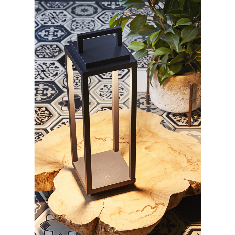 HEITRONIC Light2Go Akku-LED-Laterne Tessera, stufenlos dimmbar, IP54, anthrazit