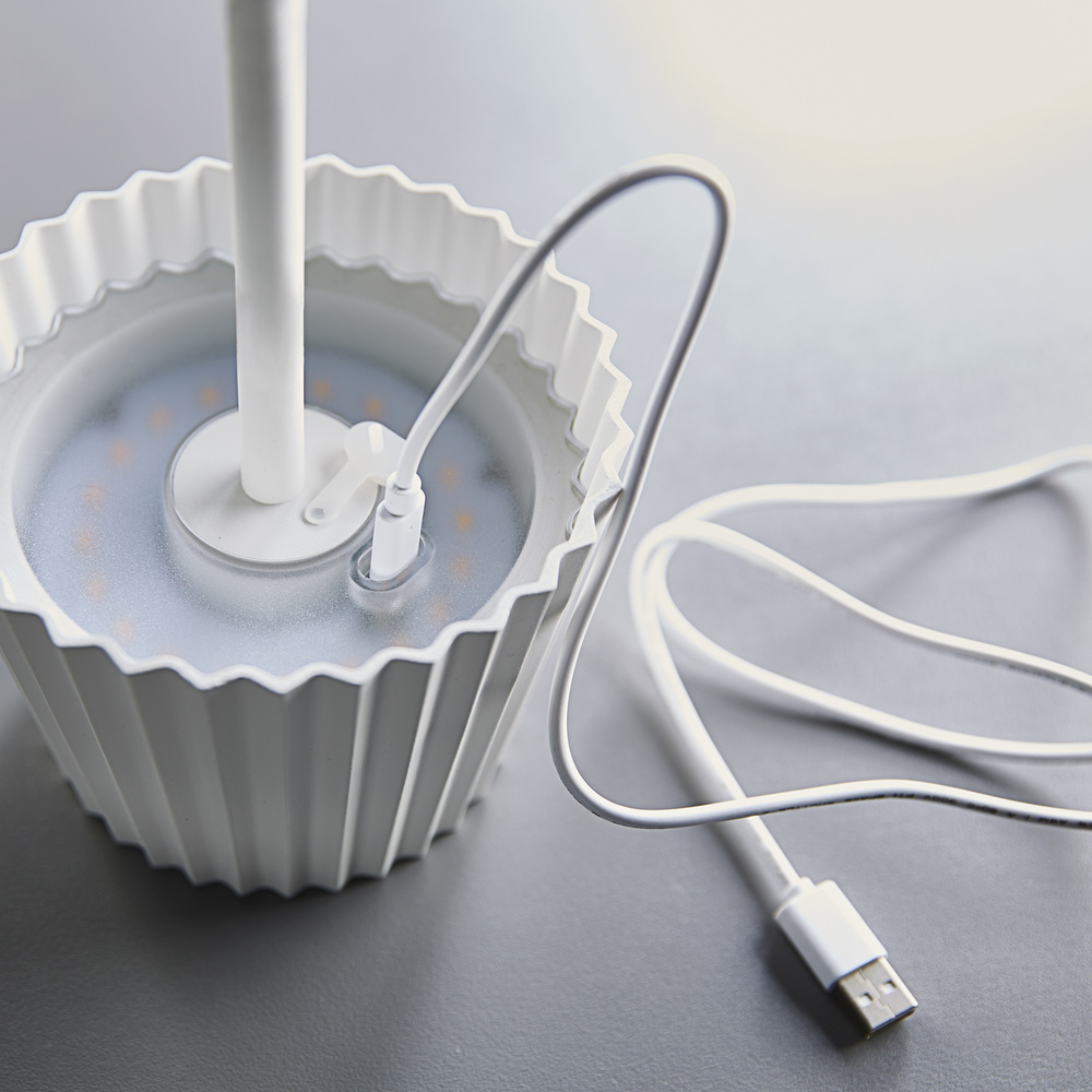 HEITRONIC Light2Go Akku-LED-Tischleuchte Muffin, 3-stufig dimmbar, IP54, weiß