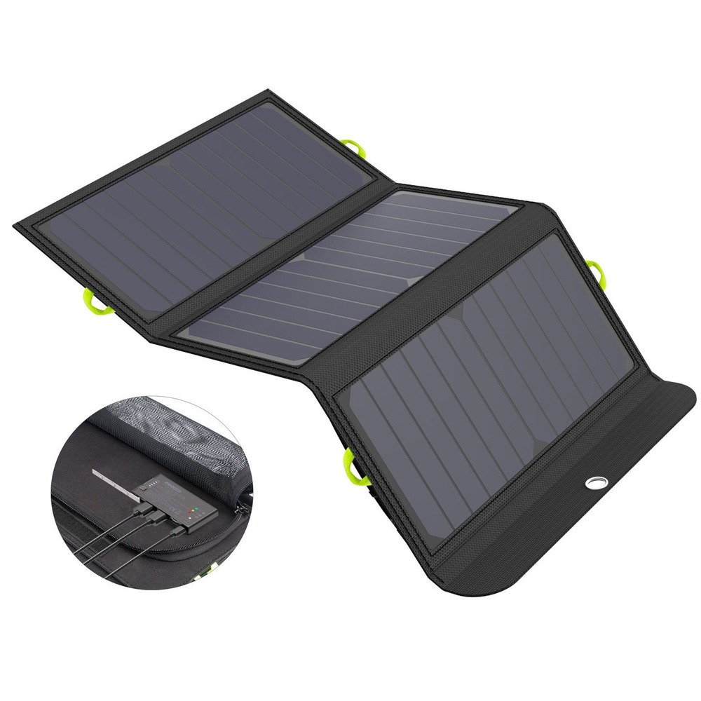 ProUser 21-W-Solar-Panel mit Powerbank  mit 10000 mAh, 37 Wh, 18 W USB-Ausgang