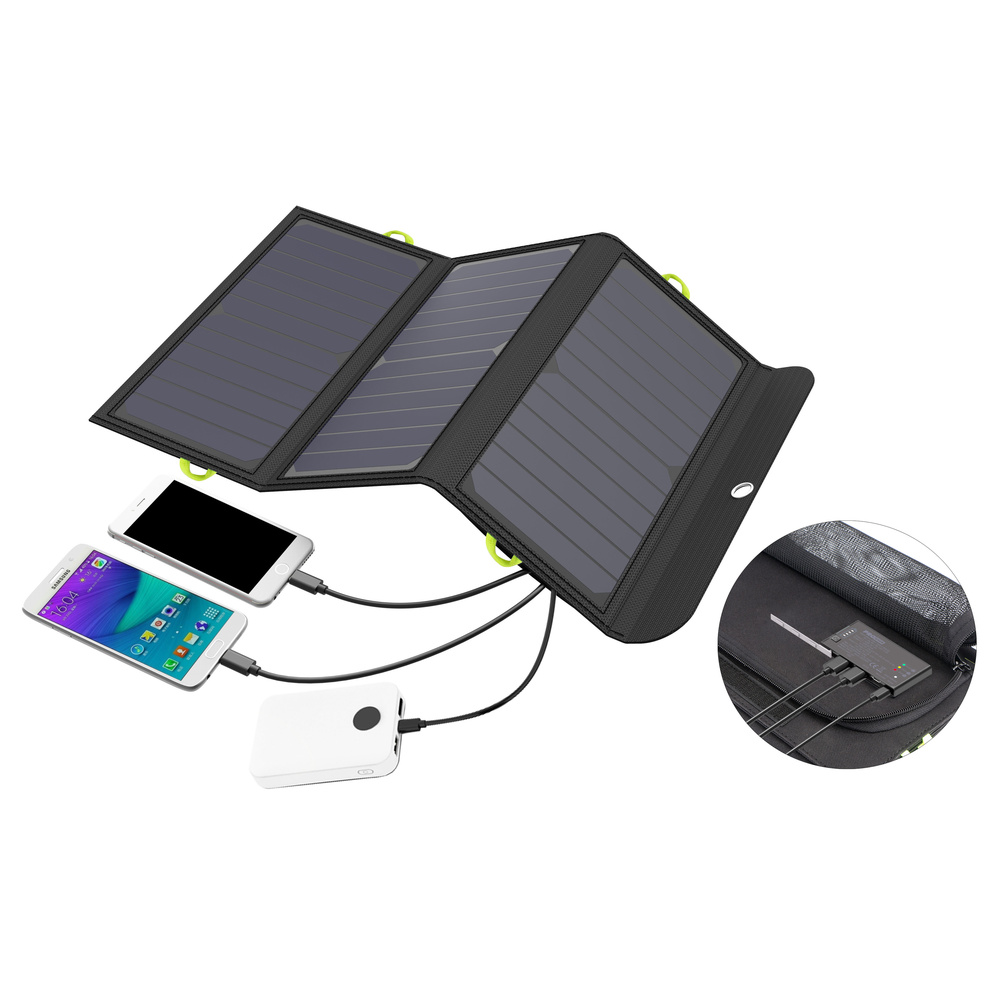 ProUser 21-W-Solar-Panel mit Powerbank  mit 10000 mAh, 37 Wh, 18 W USB-Ausgang