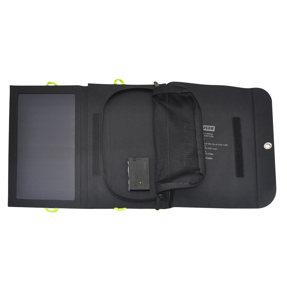 ProUser 21-W-Solar-Panel mit Powerbank  mit 10000 mAh, 37 Wh, 18 W USB-Ausgang