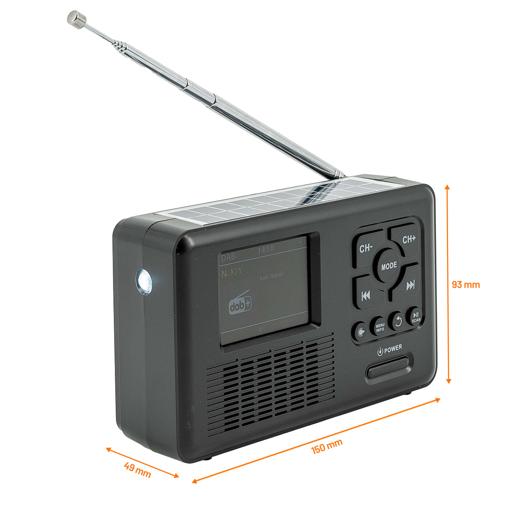Reflexion Kurbelradio TRA560DAB, Solar-Panel, Akku-/Batteriebetrieb, LED-Licht, Bluetooth, USB