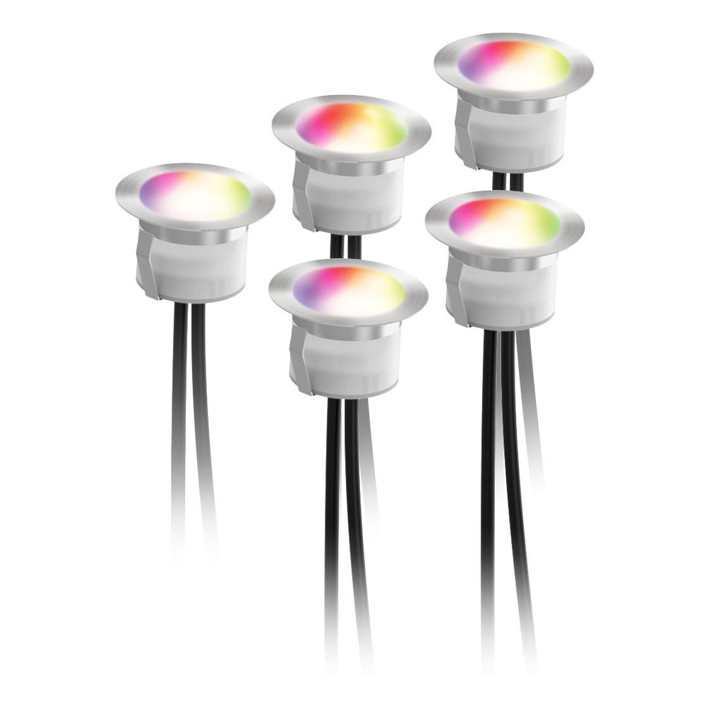 Deltaco Smartes Terrassenbeleuchtungs-Erweiterungs-Set mit 5 LED-Spots, WiFi, RGB/warmweiß, Alexa