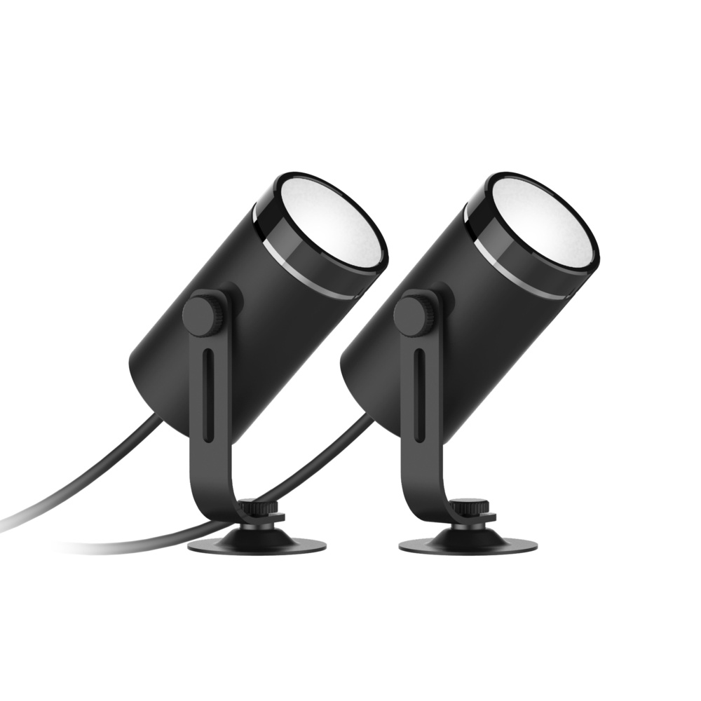Deltaco Smartes Gartenbeleuchtungs-Erweiterungs-Set mit 2 LED-Strahlern, WiFi, RGB/warmweiß, Alexa
